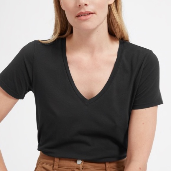 Everlane Tops - Everlane Cotton V-Neck in Muted Black Small